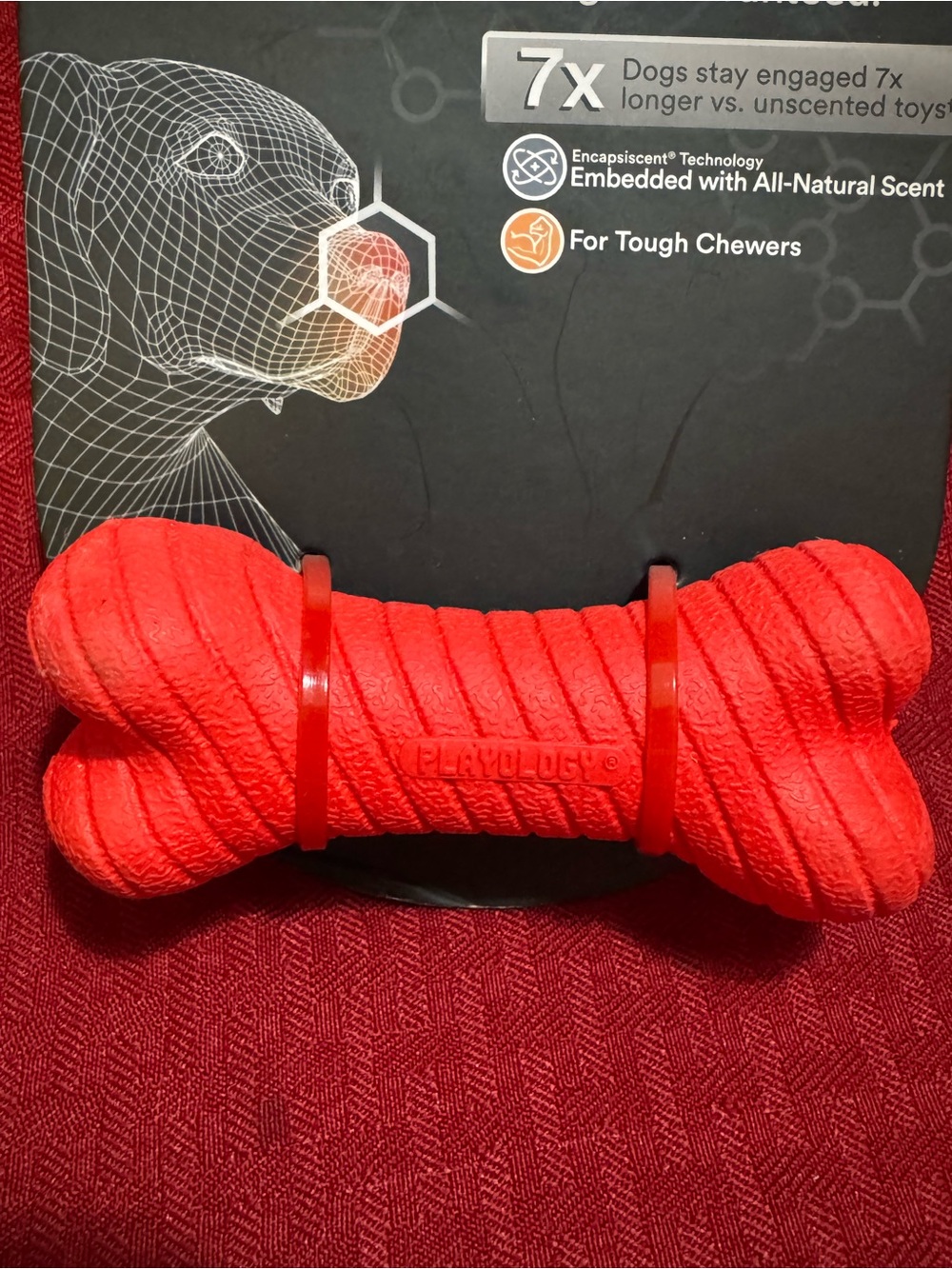 Red Tough Chew Bone with Embedded Scent for Dogs